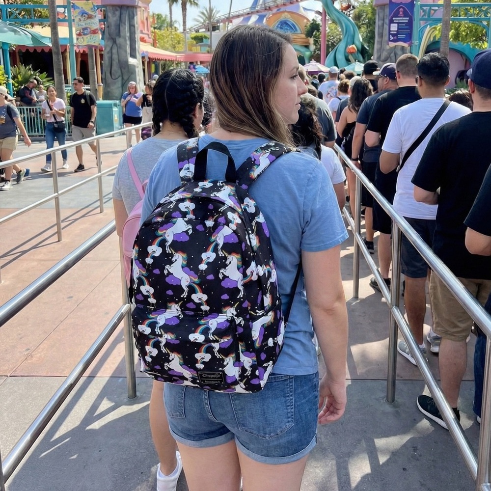 Loungefly Black and Purple Unicorn Backpack